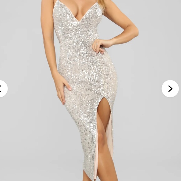 Fashion Nova Dresses & Skirts - Silver Sequin Evening Dress